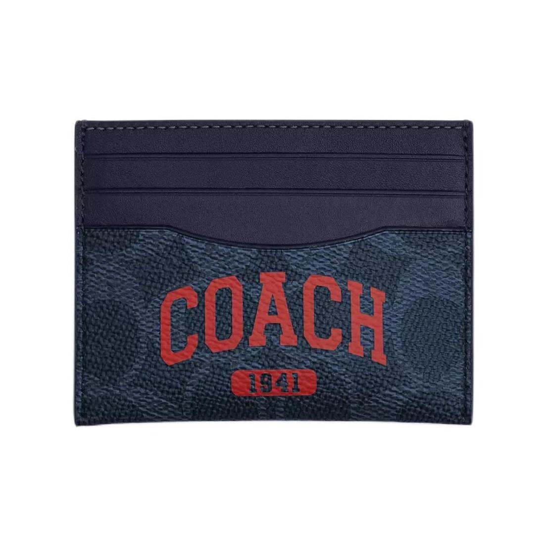 Coach Signature Slim ID Card Case Men Card Case Blue CBJ95-Y3T Blue