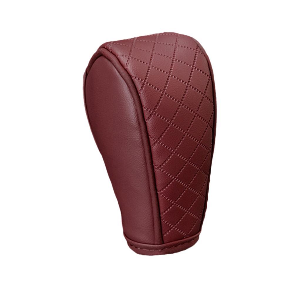 Car Shift Handle Cover PU Leather Non-Slip Wear-resistant Shift Knob Decor Protective Cover