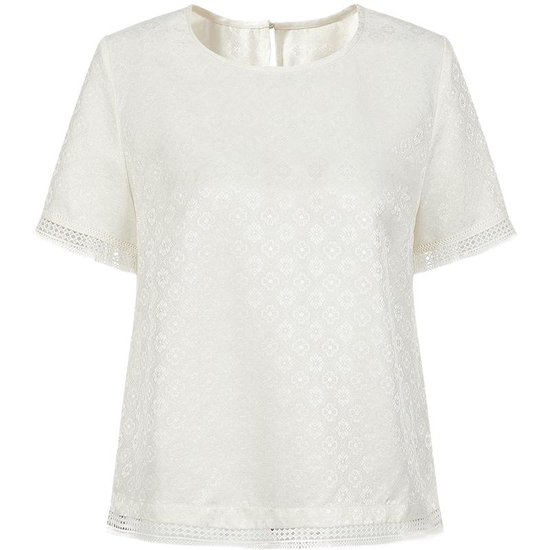 

Jiu Zi Anna Kou Women s Silk Jacquard Round Neck Top 2XL