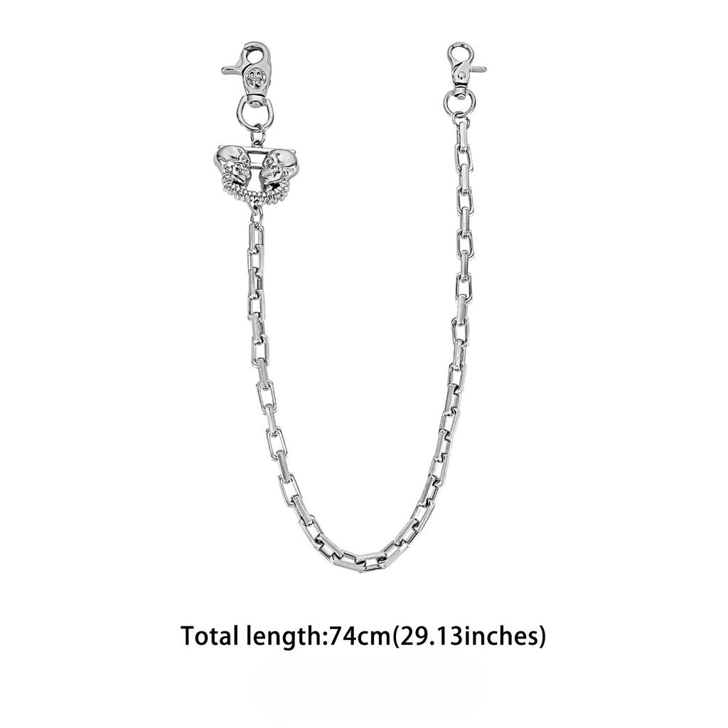 Double Skull Chain Waist Chain Jeans Pendant Hip Hop Pendant