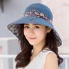 Sun Hat Fashion Print Wide Brim Temperament Foldable Anti Sun Cap for Beach