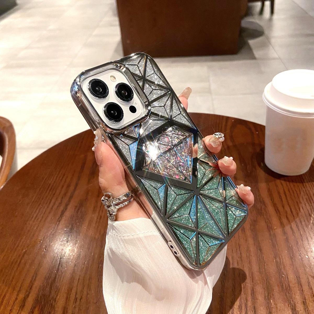 

Роскошный чехол для телефона с 3D-покрытием и бриллиантами для iPhone 11, 12, 13, 14, 15 Pro Max 12 Pro 13 Pro 14 Pro Max, мягкий чехол из ТПУ с защитой от капель iPhone 12 серебряный