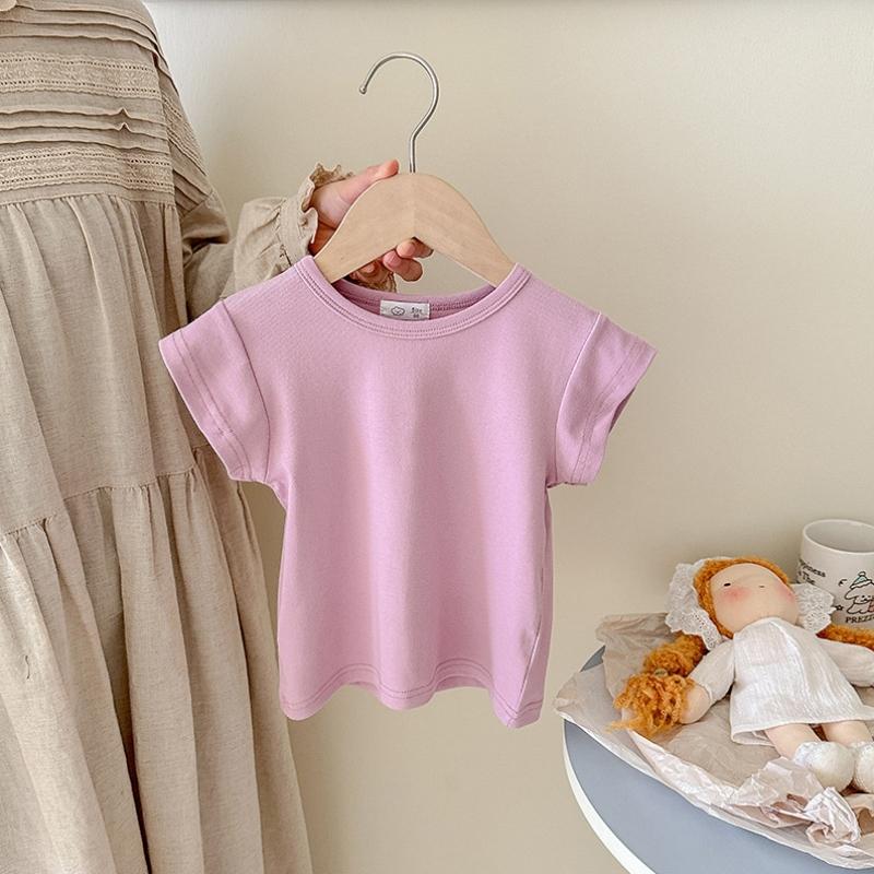 Summer Girls T-shirt Light and Thin Stripe Short Sleeved Shirt for Boys Slimming Casual Top for Children's Clothing