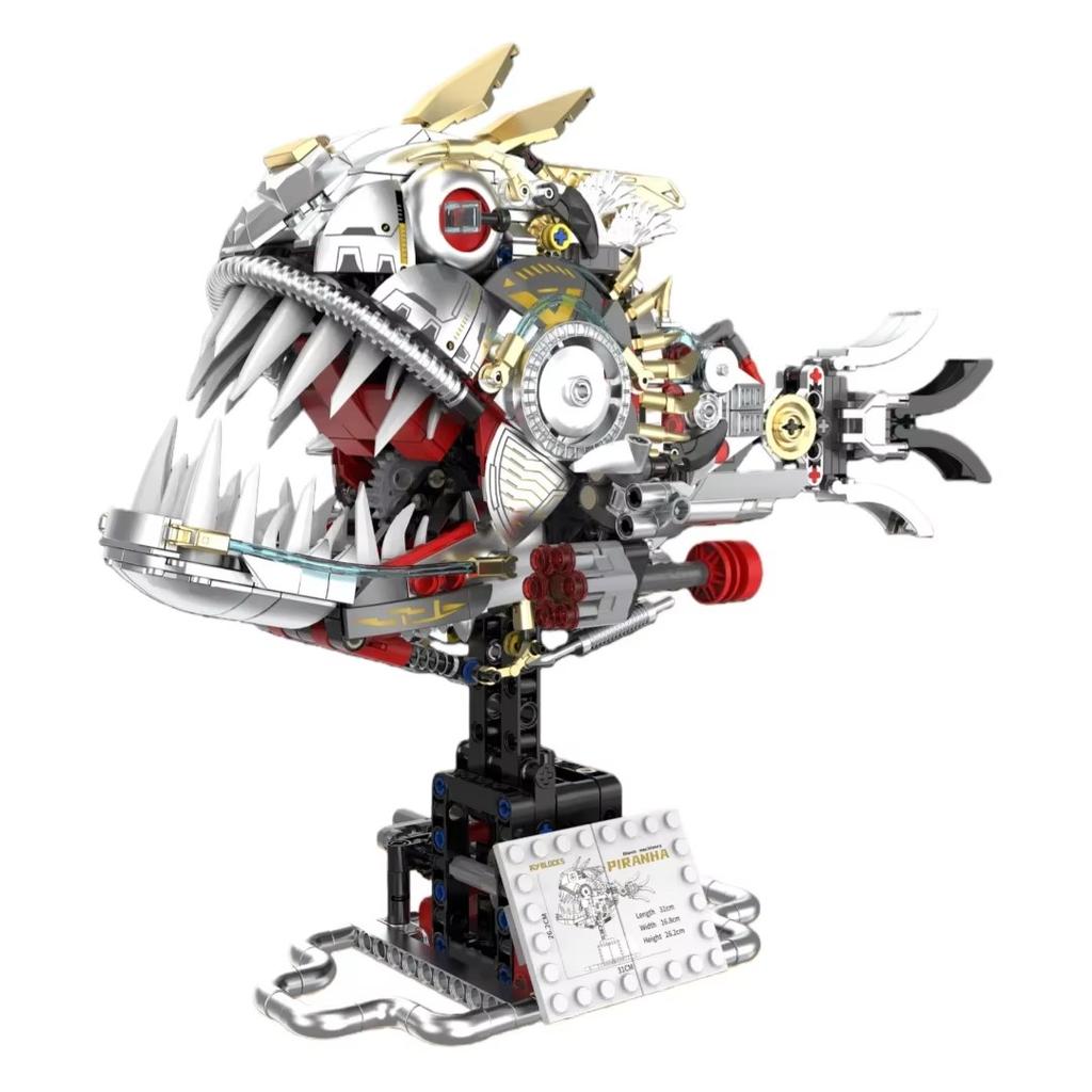 1019Pcs Creativity Mechanical Tropical Rainforest Piranha Model Toy Building Blocks Ornament Educational Toy Kids Birthday Gifts