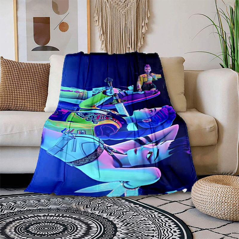 1pc Cyberpunk Neon WarriorCartoon Blanket,Portable Throw for Travel , All-Season Cozy Blanket,Ideal Gift for Christmas, BirthdaysPB004 100x150cm