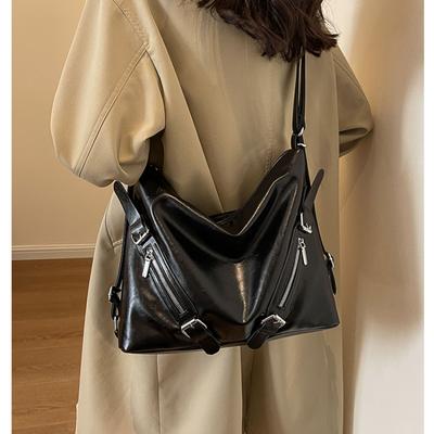 Sac à bandoulière en PU grande capacité pour femmes sacs décontractés mode uni haute qualité nouveau style avec fermeture éclair