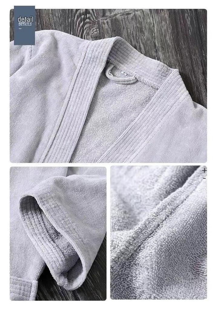 Unisex Long Pure Cotton Terry Bathrobe – Absorbent, Quick-Dry, Thickened for Men and Women.