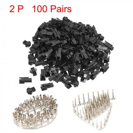 100 Pair 254mm 2 Pin Male Female -SM Housing Crimp Terminal Connector Universal