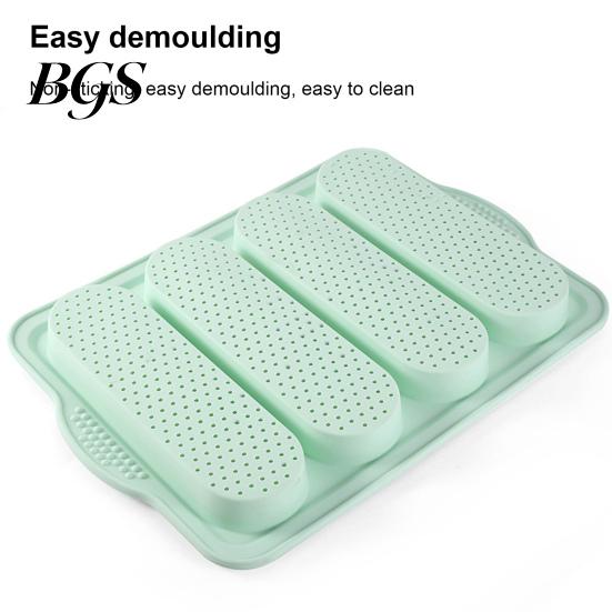 Baguette Baking Mold 4 Grids Food Grade Tray Silicone Anti-scalding Bread for Restaurant