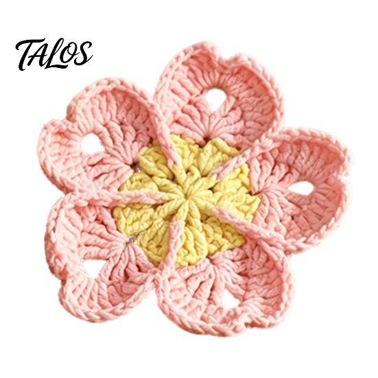 Cute Desk Decor Accessories Handmade Crochet Flower Coasters for Drinks, Thermal Insulation Table Mat Milk Cup Mats Coffee Mugs And Tea Cups, Artistic