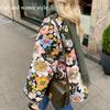 Women's Autumn Winter Warm Casual Coat Flared Sleeve Loose Fit Printed Thick Cotton Imitation Cashmere Comfortable New Fashion