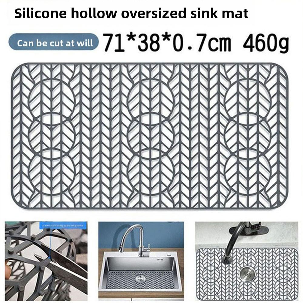 Silicone Kitchen Dishwashing 9 Holes Hollow Sink Pad Bottom Scratch-proof Multi-functional Non-slip Pad Universal