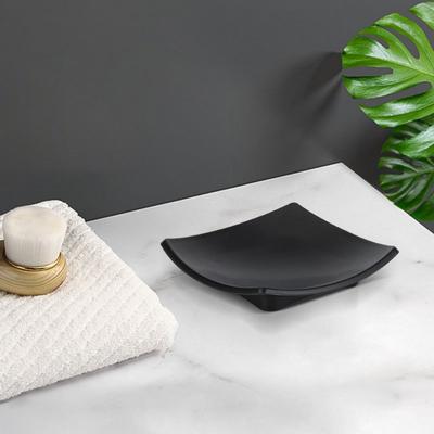Square Arch Black Soap Dish Soap Tray Soap Holder El Mini Soap Organizer Home Restaurant Bar Countertop Soap Box Containers