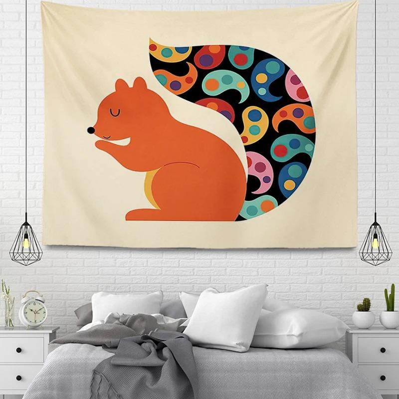 Office Living Room Tapestry Cartoon Animal Simple Hanging Cloth Home Wall Decoration Tapestry