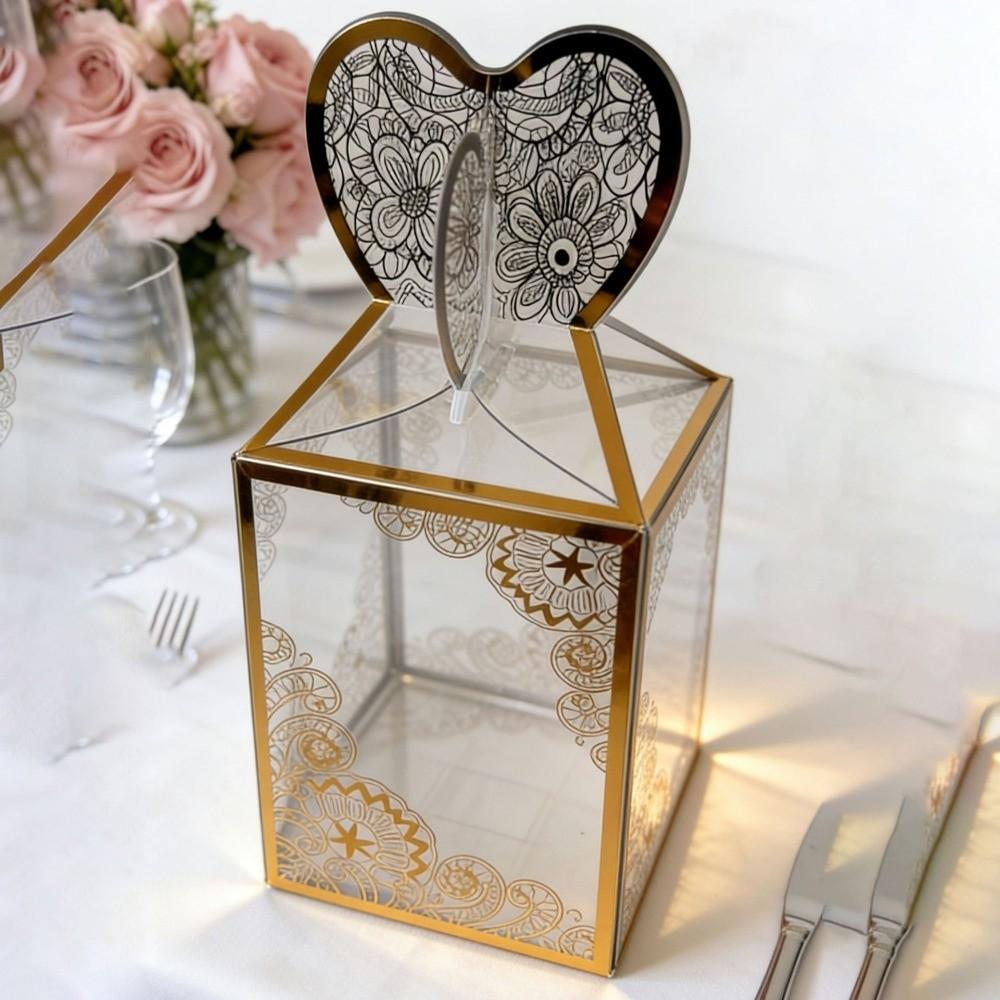 10 Pcs Gold Stamping Candy Boxes Transparent Wedding Favor Boxes Creative Gift Boxes