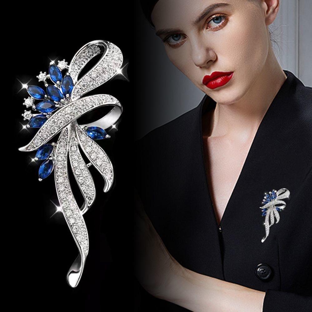 Pin Flower Shape Decor Gift Women Rhinestone   Shawl Clip