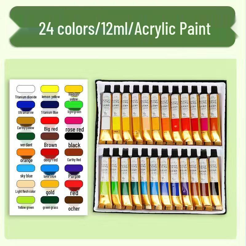 Набор акриловых красок - 24 водостойких, солнцезащитных, не выцветающих цвета для художественных проектов своими руками