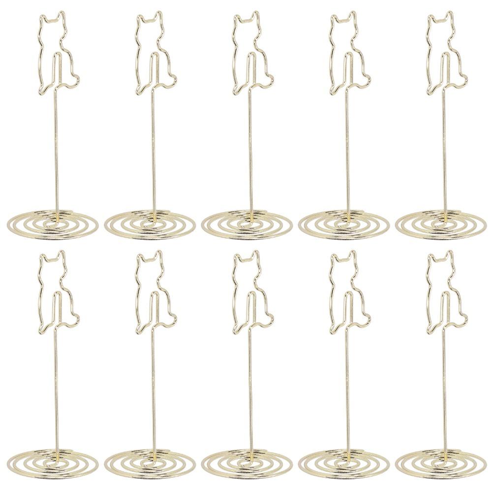 10Pcs Electroplating Metal Cat Photo Table Clip Gold Desktop Message Clip  Home Decorations