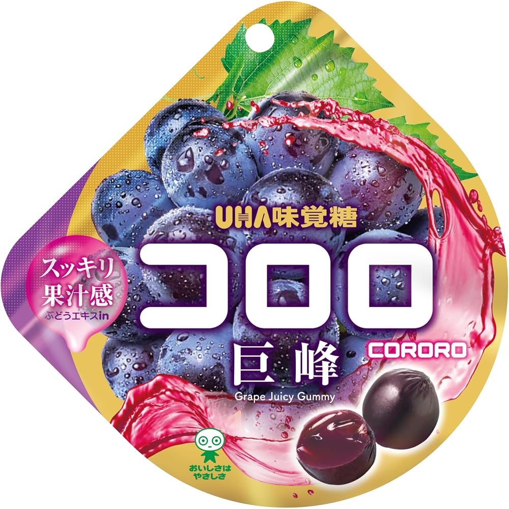 UHA Mikakuto Kororo Grape Candy 48g x 6 Packs, Chewy Texture, Fruity Flavor