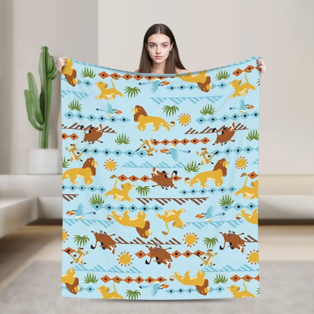 Warm BlanketGirls Boys Decorative Simba Lion King Throw Blanket  Flannel Bedspread Chair Sofa Bed Street Trend Sofa Bed Cover