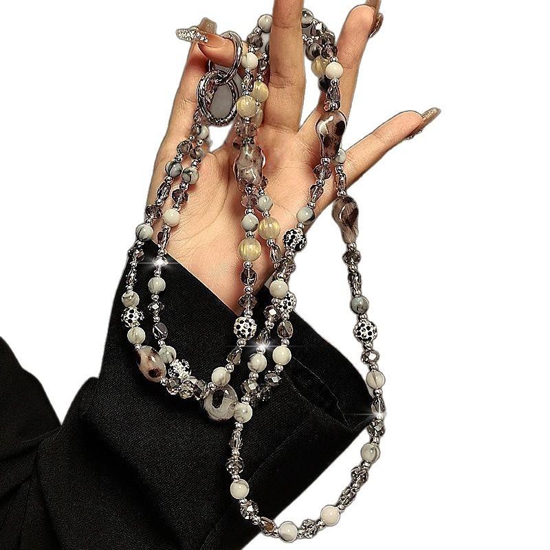 Leopard Print Crystal Phone Lanyard With Stylish Sparkling Rhinestones For Women And Men