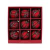 9 Pieces Christmas Ball Ornament, Checked Fabric Wrapped Baubles Holiday Tree Decoration Set for Wreath and Mantel Display