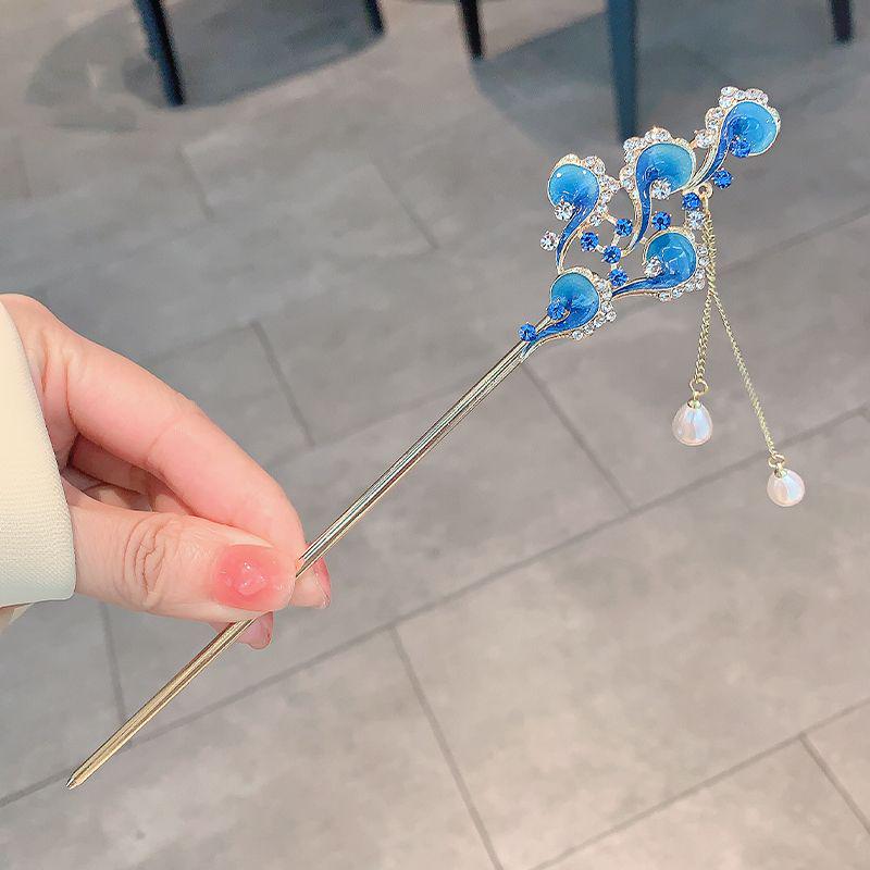 Four Seasons Chinese Tassel Hairpin: Ancient Style Hanfu with Fresh Pearl and Jiangnan Classical Cheongsam Hair Accessory