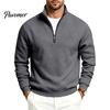 Versatile Weekend Wear Mens Quarter Zip Sweatshirt, Stand Collar Athletic Fleece Pullover, Ribbed Hem Cuffs, Casual Streetwear Hoodie Long Sleeve