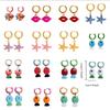 Starfish Charms Ear Buckle Lip Hoop Earrings Simple Enamel Fish Earrings  Party