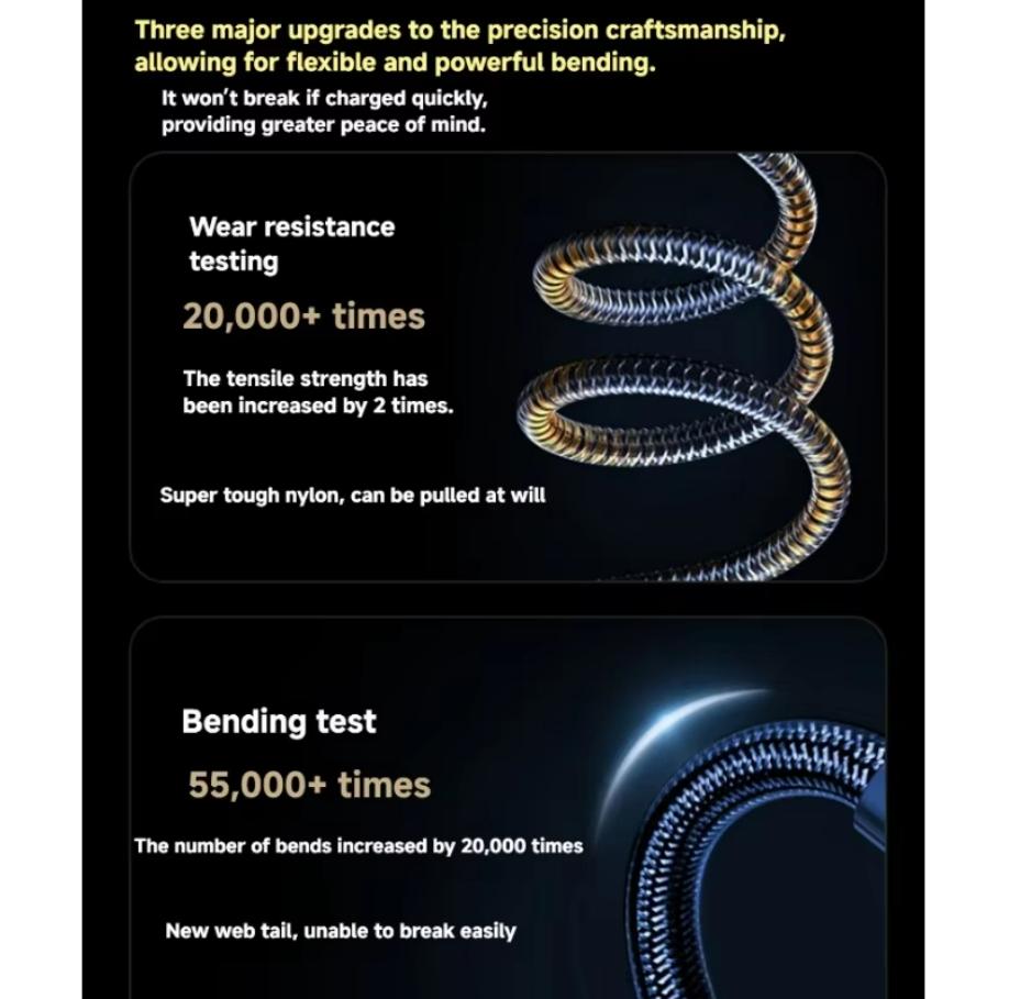 200W Super Fast Charging Data Cable, 3-in-1 Charging Cable, One-to-Three, Compatible with Apple/Android/TYPE-C