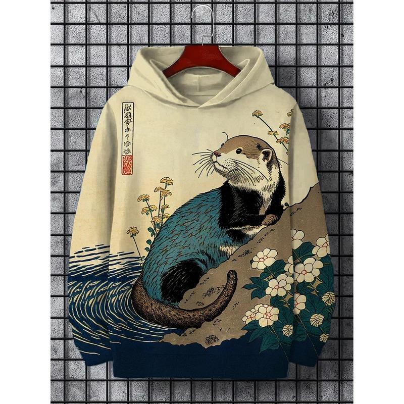 Men Blue Yellow Thick Paint Splash Abstract 3D Print Hoodie Oil Painting Graphic Casual Long Sleeve Hooded Sweatshirt