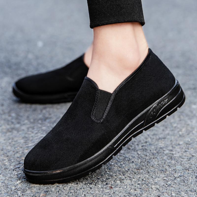 Cloth shoes men's 2025 summer breathable men's one-pedal dad shoes polyurethane comfortable non-slip soft-soled elderly cloth shoes