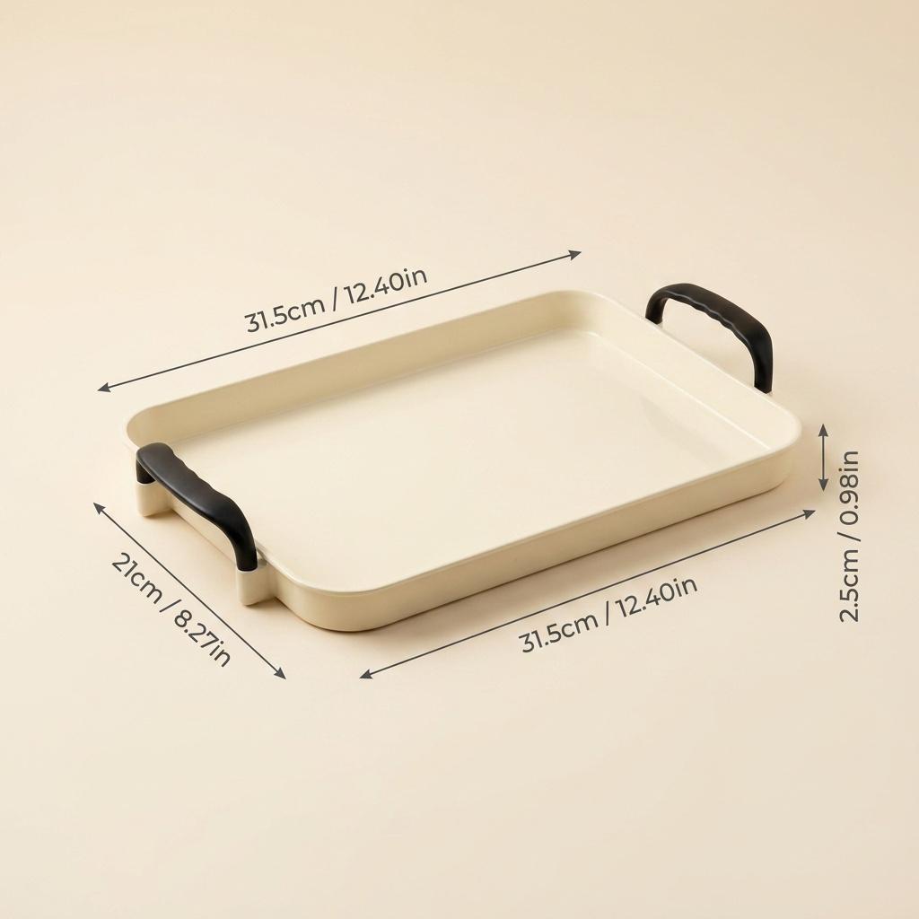 PET Plastic Serving Tray with Handles Clear Food Trays for Eating Diamond Texture Nesting Tea Serving Dishes Platter Tableware