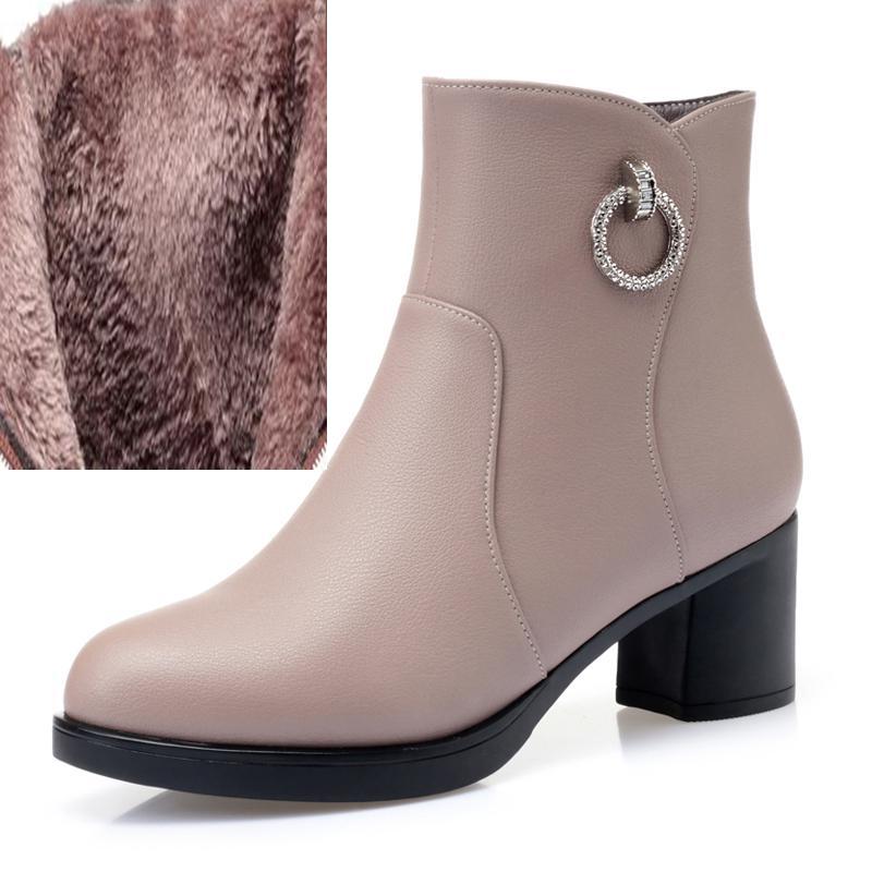 Bottes en laine éclairées d'hiver grande taille bottes à talons mi-hauts pour femmes bottines chaudes pour dames