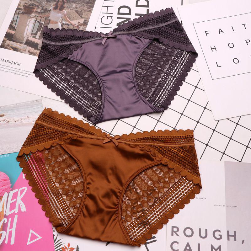 Nahtlose Damenunterwäsche, niedrige Taille, gekreuzte Spitzenhöschen, Damen-Dessous, Slips, atmungsaktive Baumwoll-Tangas, Höschen für Damen