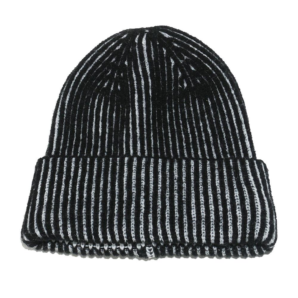 2025 Autumn and Winter New Winter Hat Blended Color Matching Vertical Striped Pullover Hat Men and Women Couples Knitted Hat