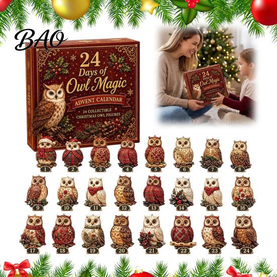Christmas Stocking Stuffers Village Advent Calendar, 24-Day Countdown Set with Collectible House to Calendar Ornament, 2D Acrylic Tabletop Decor,
