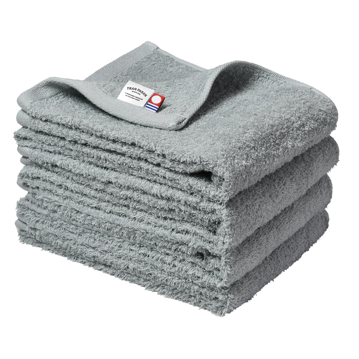 

Transparan Imabari Face Towels, Set of 4, Minimal Towels, Made in Japan, Quick-Drying, Absorbent, Thin, 100% Cotton, Approx. 34 x 85cm, Ultra-Fine Thr
