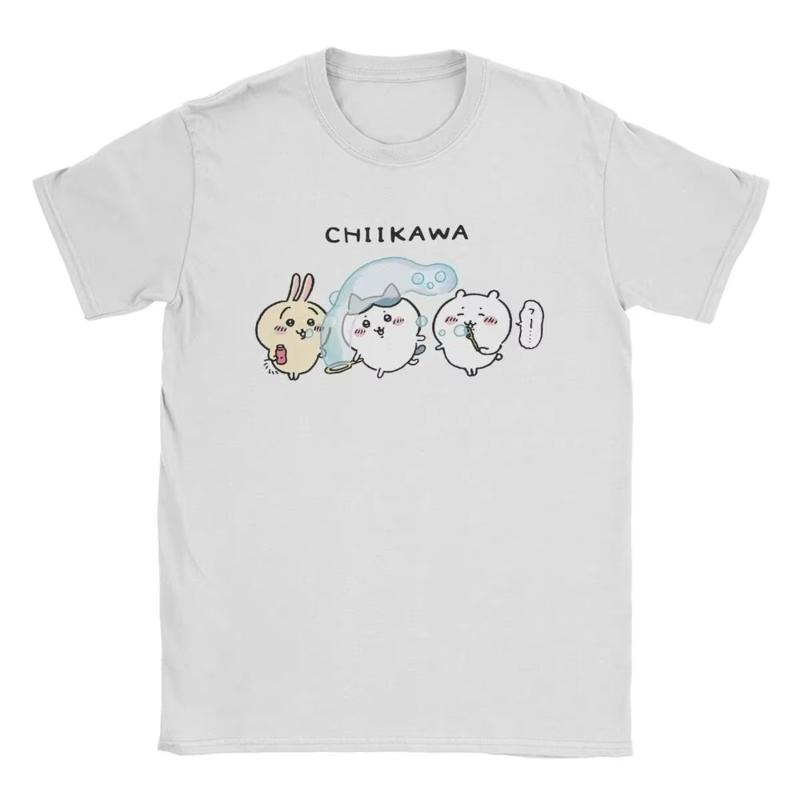 MINISO Chikawa Drawing T Shirt Men Women Amazing T-Shirt Crew Neck Cartoon Cute Tee Shirt Short Sleeve Tops