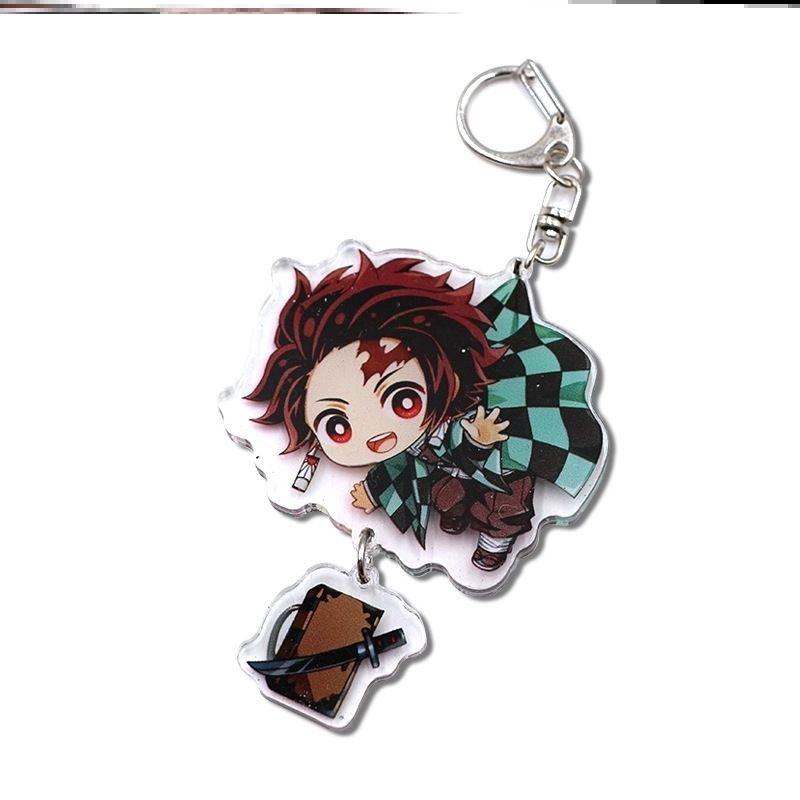 Keychain Pendant Anime Demon Slayer Kimetsu No Yaiba Kamado Tanjirou Double Sided HD Bag Pendant Gift For Fans Cosplay Props Jewelry Gift