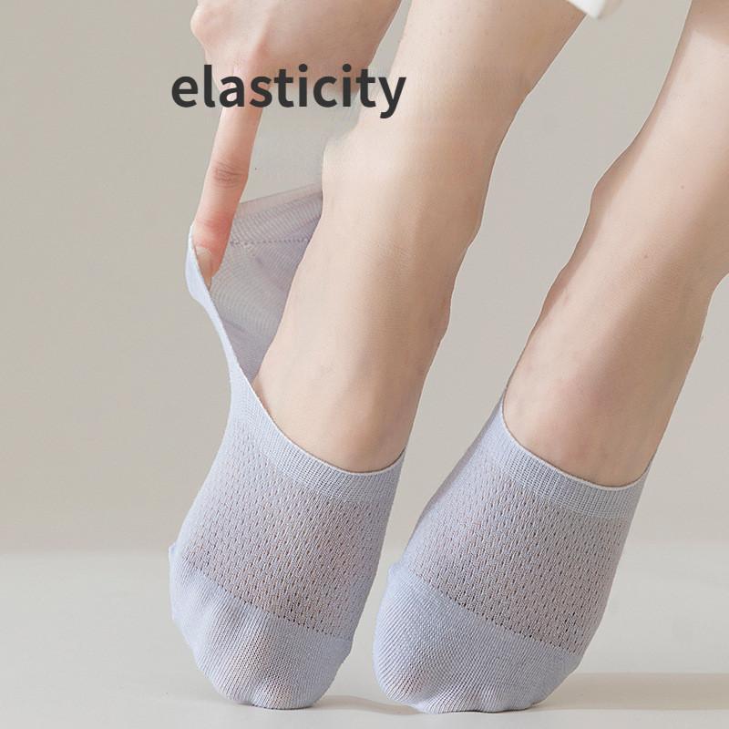 Women Invisible Cotton Boat Socks Mesh Breathable Ankle Low Cut Silicone Non-slip Socks