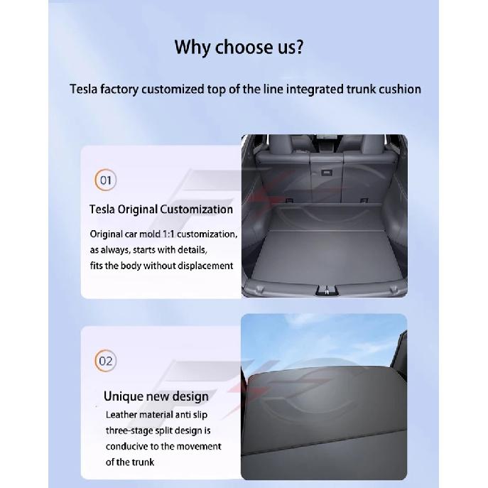 For Tesla New Model Y Juniper 2025 Leather Trunk Mats Rear Seat Back Protector Pad Backrest All Weather Liner Pet Anti-kick Pad