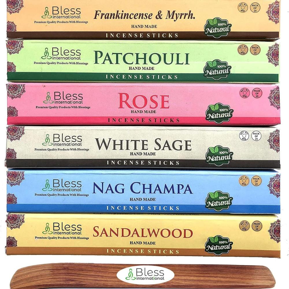 

Bless International-Assorted-Incense Sticks-Combo Packs Handpicked 6 Scents Set 1