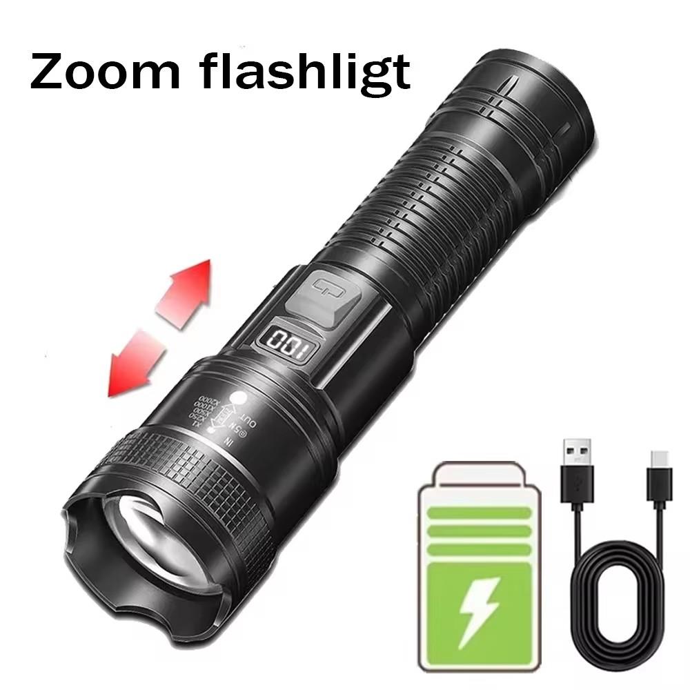 Portable Rechargeable LED Flashlights High Power Military Tactical Flashlight Telescopic Zoom Torch Lamp Outdoor Camping Fishing