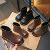 Girls boots children's short boots new autumn leather boots princess catwalk girls shoes soft-soled baby leather shoes