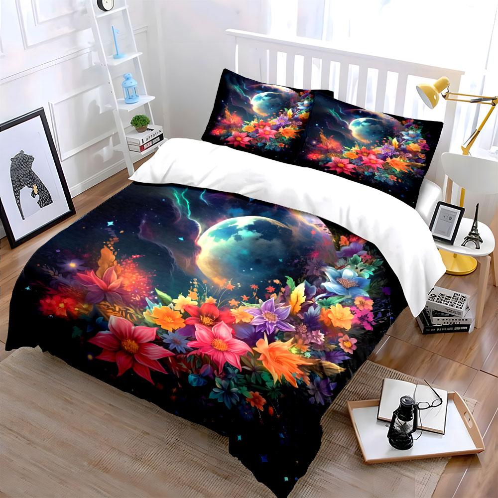 Floral Moonlight Home Decor Set Multiple Sizes Kid'S And Adults' Bedroom Exquisite 3Pc Bedding Set, Gift