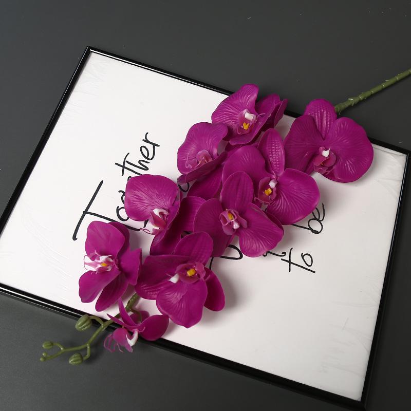 Long Stem 9-Head Phalaenopsis Orchid Artificial Floral Decoration for Weddings and Home