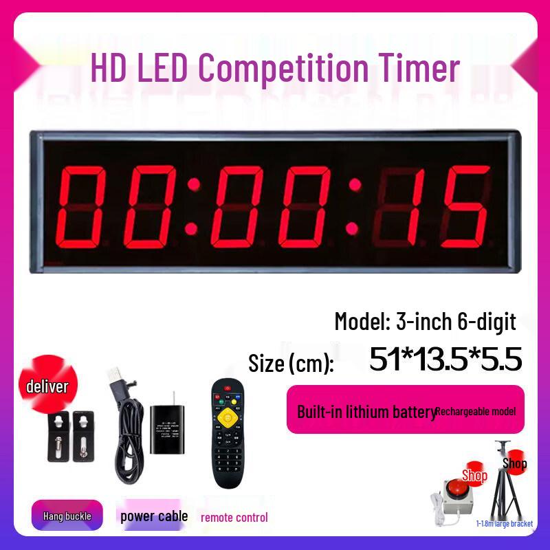 Jun Ding Ying 3-inch 6-Digit Rechargeable Competition Timer