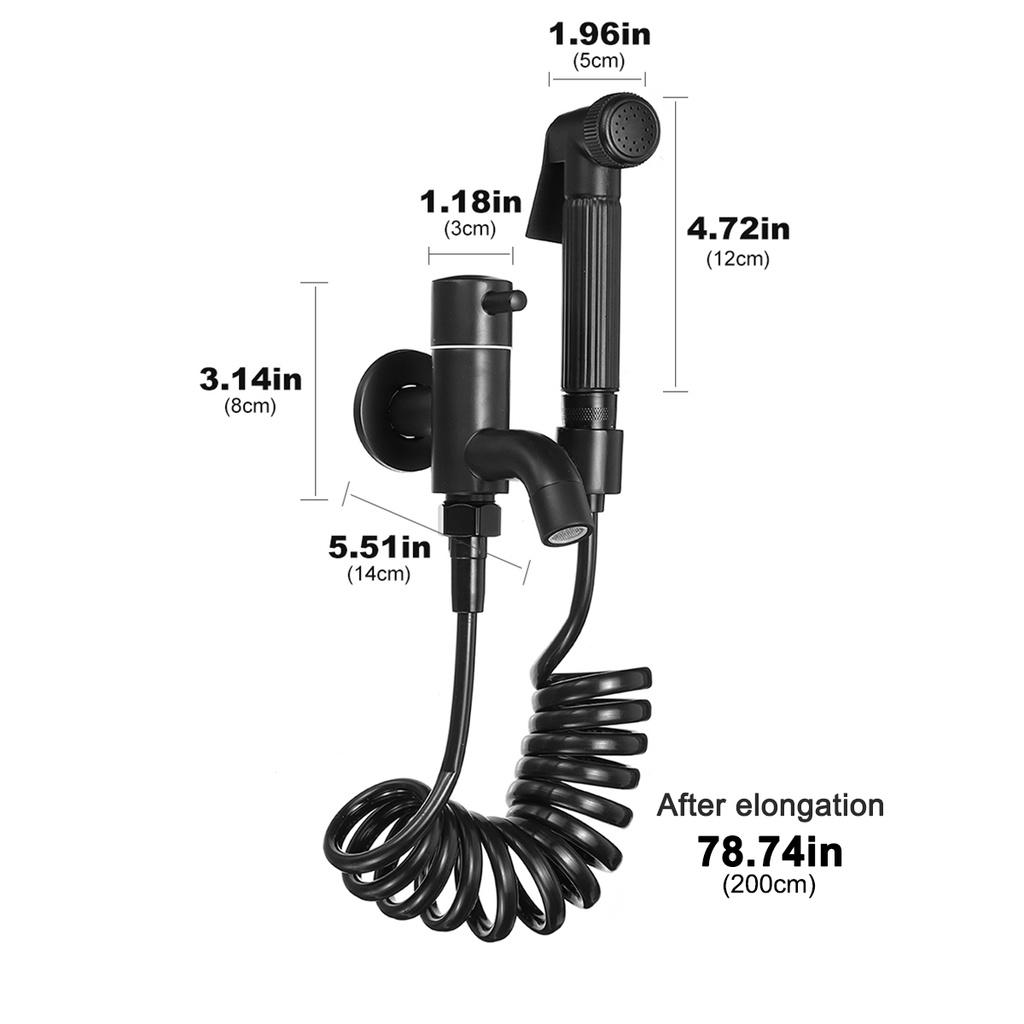 3-in-1 Bathroom Stainless Steel Bidet Spray Brass Tap 2 Functions Toilet Bidet Rinse Set and 2m PVC Hose