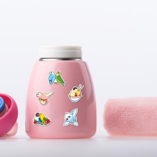 50Pcs Cartoon Parrot Stickers Various Styles Waterproof PVC Adhesive Colorful Cute Decals Vinyl Art DIY Scrapbook Skateboard Laptop Water Bottle